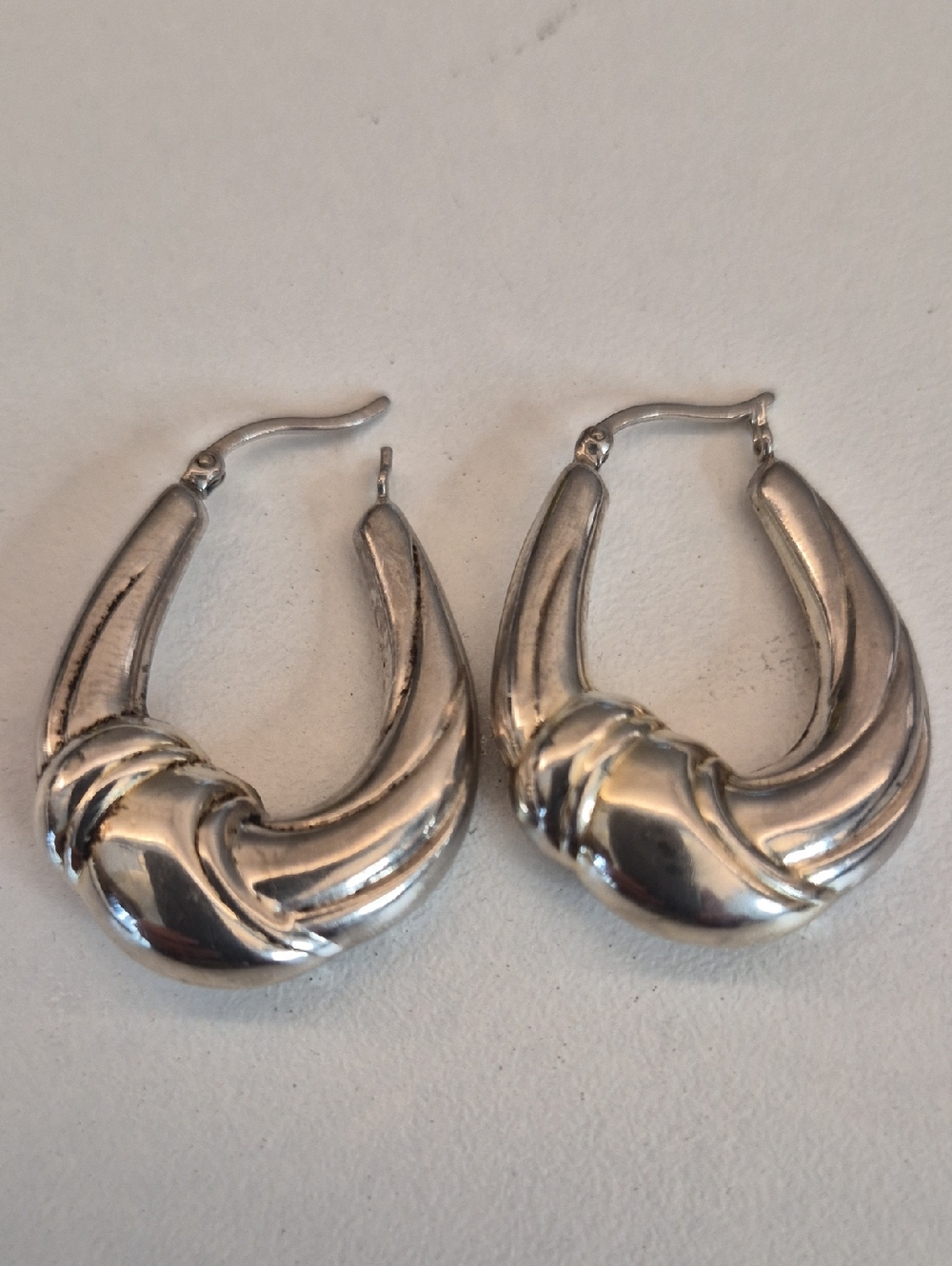 Vintage Sterling Silver Hoop Earrings 1 Inch Long 4.8g